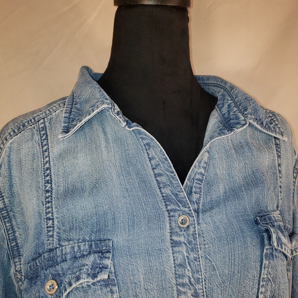 Chico's Classic Blue Denim Shirt - Chico's 3 - Picture 3 of 6